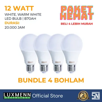 Gambar Lampu & Armatur  Luxmenn LED LUX - PROMOB70AH / 12 Watt / 4 Pcs / E27 / Bohlam - White (6000k) di Juragan Material
