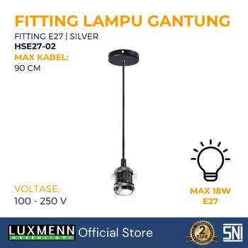 Gambar Lampu & Armatur  Luxmenn LUX-HSE27-02 / Lampu Gantung Besi / E27  - Silver di Juragan Material