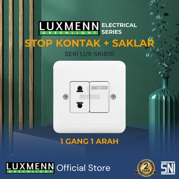 Gambar Outlet Listrik Luxmenn LUXMENN Stop Kontak Saklar Lampu Engkel Stop 1 Gang 1 Arah Seri SKIB1B - Putih  di Juragan Material